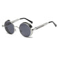 Retro Circular Unisex Steampunk Polarized Sunglasses - Indigo-Temple
