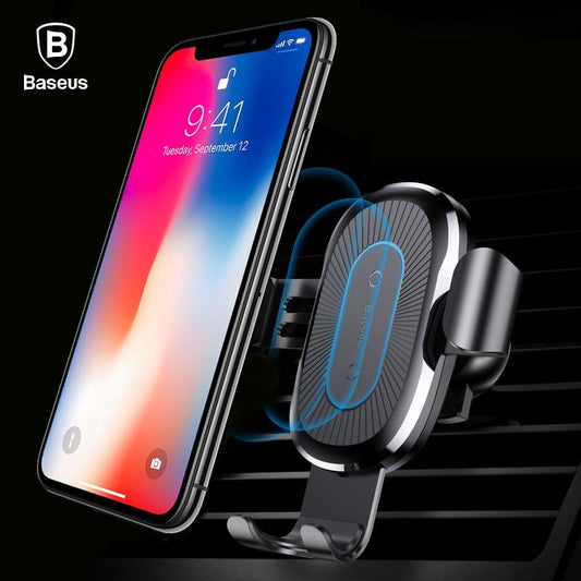 Baseus™ 2-in-1 Wireless QI Charger & Auto-locking Gravity-Mount - Indigo-Temple