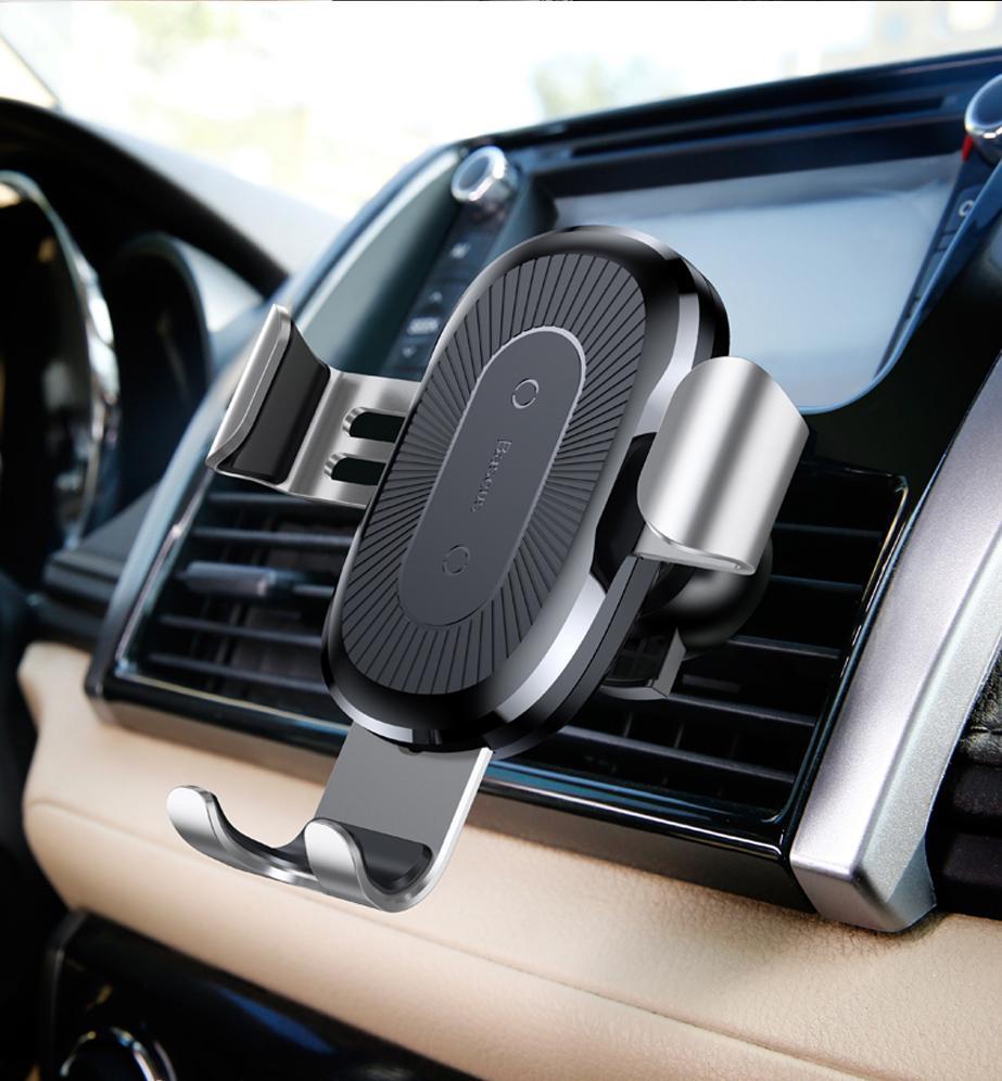 Baseus™ 2-in-1 Wireless QI Charger & Auto-locking Gravity-Mount - Indigo-Temple