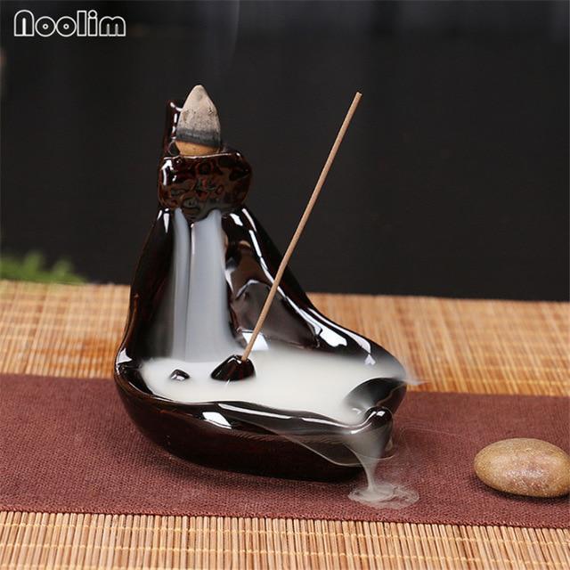 Mini Ceramic Waterfall Backflow Incense Burners - Indigo-Temple