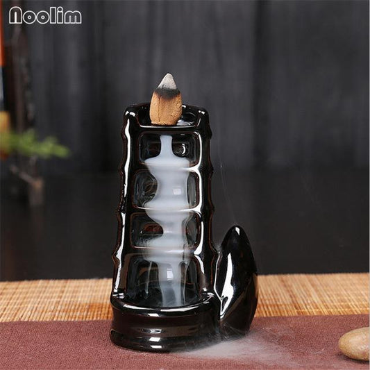 Mini Ceramic Waterfall Backflow Incense Burners - Indigo-Temple