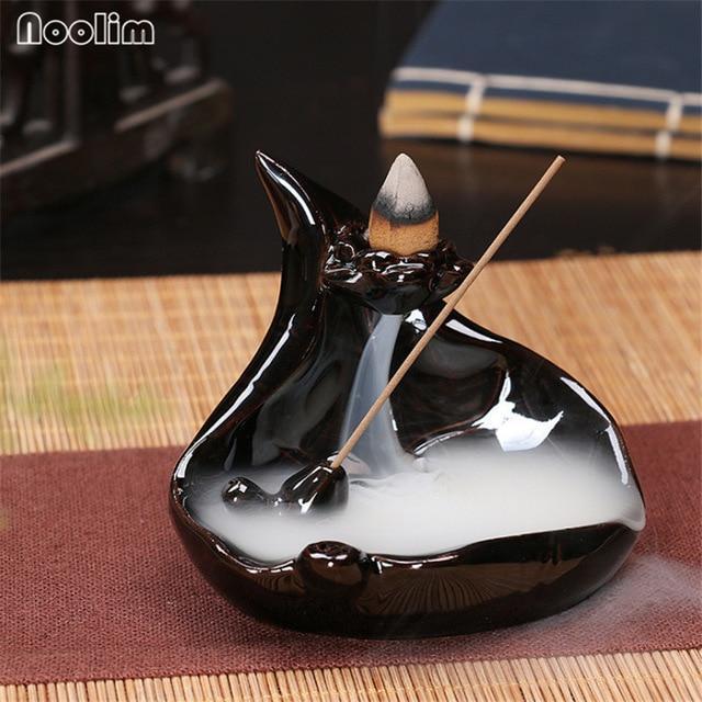 Mini Ceramic Waterfall Backflow Incense Burners - Indigo-Temple