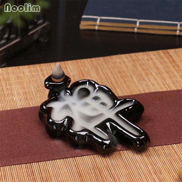 Mini Ceramic Waterfall Backflow Incense Burners - Indigo-Temple