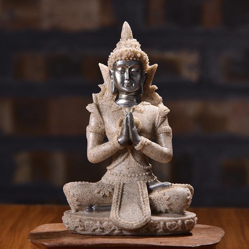 Meditating Buddha Sandstone Statue (Various Styles) - Indigo-Temple