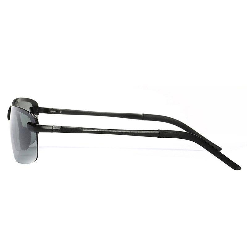 Semi-Rimless Photochromic (Auto-Tinting) Sunglasses - Indigo-Temple