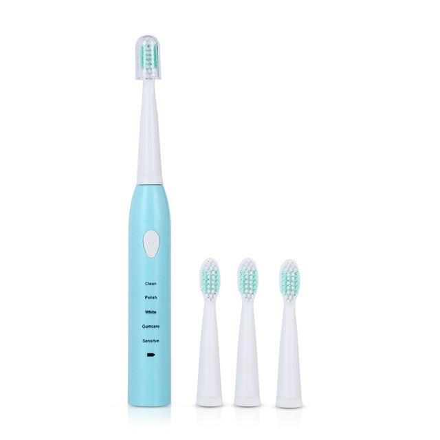 Electric Toothbrush With 3 Brush Heads - Indigo-Temple