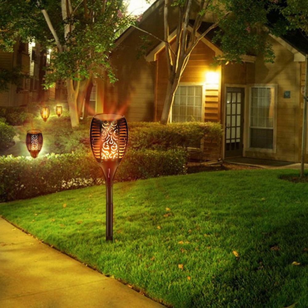 Outdoor LED Solar Waterproof Flame Torch Light - Indigo-Temple