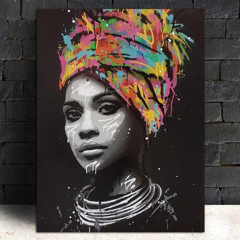 African Style Women's Portrait Art - Indigo-Temple