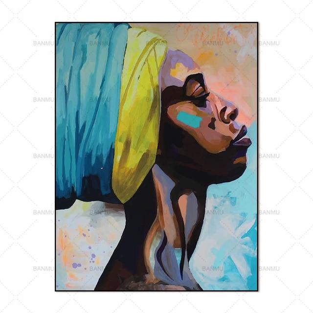 African Style Women's Portrait Art - Indigo-Temple