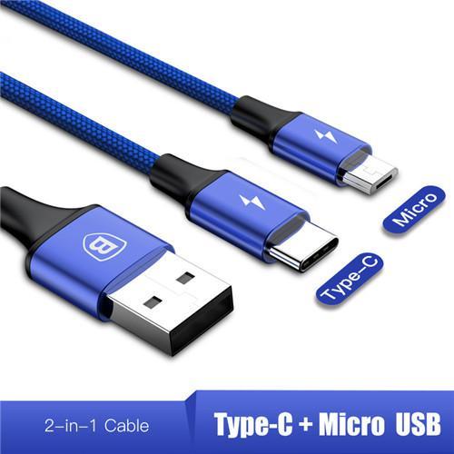 3-IN-1 3A Super Fast Charge Cable (USB+TypeC+iPhone) - Indigo-Temple