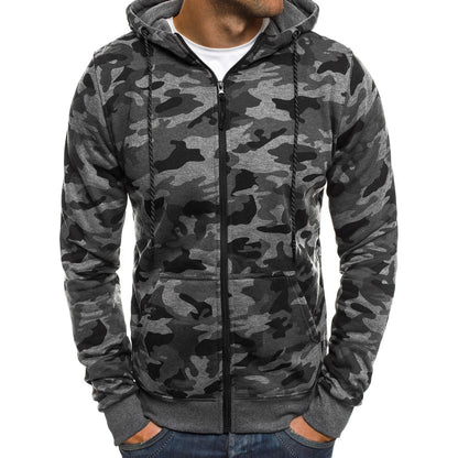 Men's TACTICAL Camouflage Zipped Hoodies - Indigo-Temple