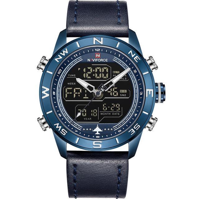NAVIFORCE Jupiter™ Tactical Water Resistant Analog & Digital Hand Watch - Indigo-Temple