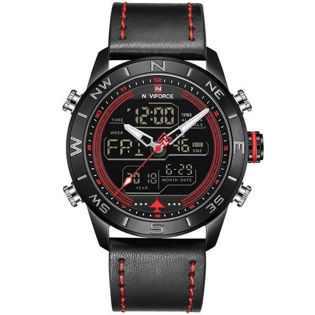 NAVIFORCE Jupiter™ Tactical Water Resistant Analog & Digital Hand Watch - Indigo-Temple