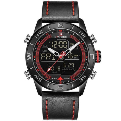 NAVIFORCE Jupiter™ Tactical Water Resistant Analog & Digital Hand Watch - Indigo-Temple