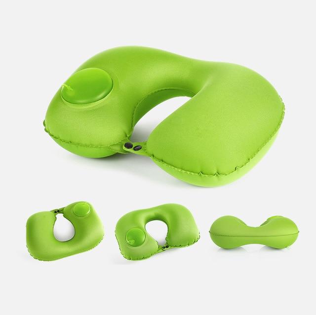 Hand-Press Inflatable Travel Pillow - Indigo-Temple