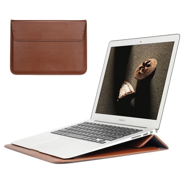 Leather Laptop Case with Stand Function - Indigo-Temple
