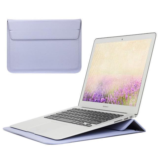 Leather Laptop Case with Stand Function - Indigo-Temple