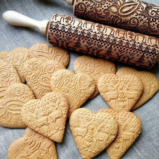 Christmas Embossing Rolling Pins - Indigo-Temple
