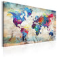 Colorful World Map Modern Wall Art - Indigo-Temple