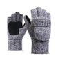 2 in1 Smart  Fingerless Gloves With Attached Mittens - Indigo-Temple