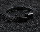 SAMU - Stainless Steel Magnetic Clasps Black Leather Bracelet - Indigo-Temple