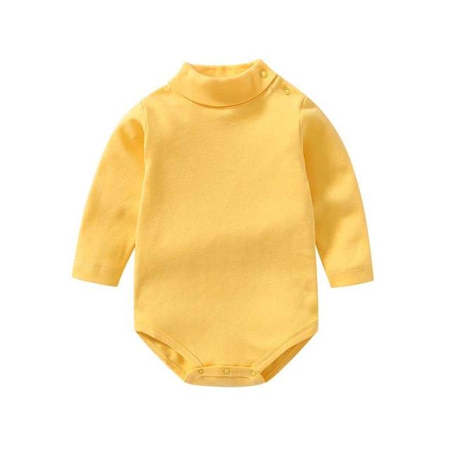 100% cotton Baby Bodysuit With long Sleevs And Turtle Neck - Indigo-Temple