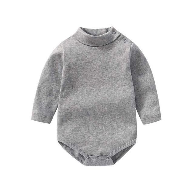 100% cotton Baby Bodysuit With long Sleevs And Turtle Neck - Indigo-Temple