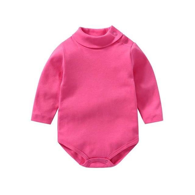100% cotton Baby Bodysuit With long Sleevs And Turtle Neck - Indigo-Temple