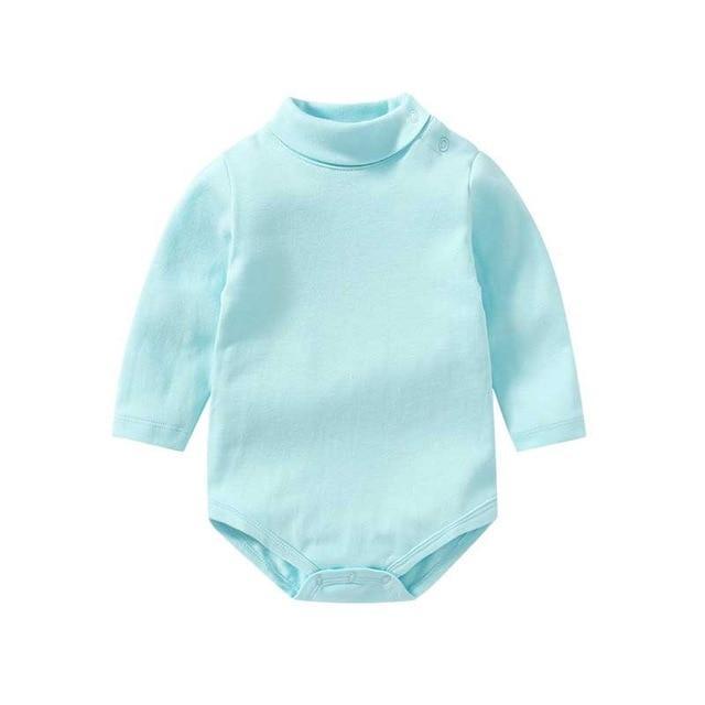 100% cotton Baby Bodysuit With long Sleevs And Turtle Neck - Indigo-Temple