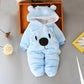 Winter Warm Teddy Bear Style Baby Romper - Indigo-Temple