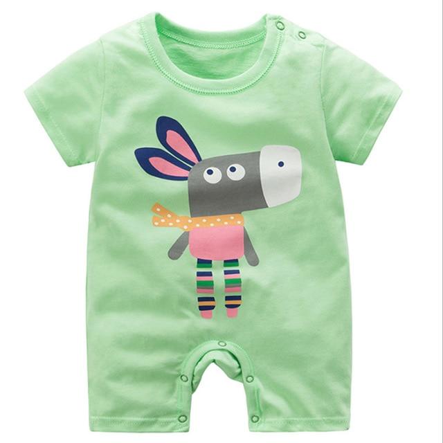 Adorable Short Sleeved Baby Bodysuit With A Cartoon Print - Indigo-Temple