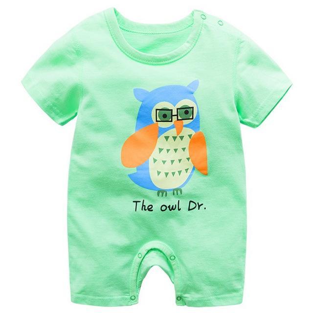 Adorable Short Sleeved Baby Bodysuit With A Cartoon Print - Indigo-Temple