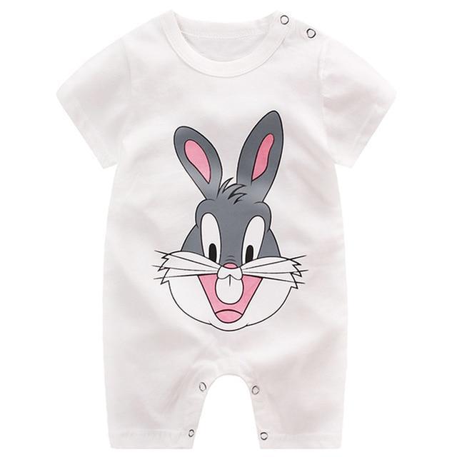 Adorable Short Sleeved Baby Bodysuit With A Cartoon Print - Indigo-Temple