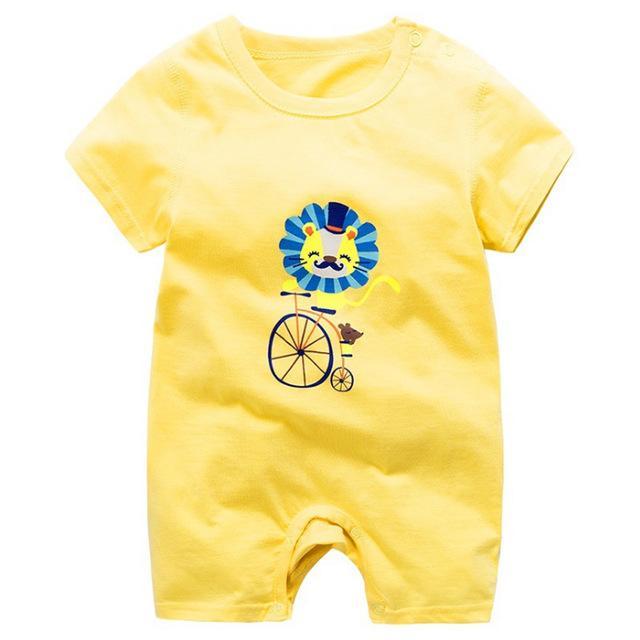 Adorable Short Sleeved Baby Bodysuit With A Cartoon Print - Indigo-Temple