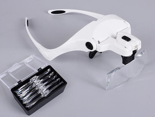C-Sharp™ Adjustable 5 Lens Magnifier Glass HeadBand With LED Light