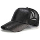 Glitter and Plain Women's Mesh Ponytail Cap - Indigo-Temple