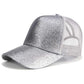 Glitter and Plain Women's Mesh Ponytail Cap - Indigo-Temple