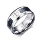 Engraved Symbol Carbon Fiber Blue-Glow Ring - Indigo-Temple