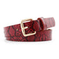 Snake-Skin Pattern Women's Leather Belt - Indigo-Temple