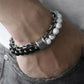 TrendsMax™ Stone Beaded Men's Chain Bracelet - Indigo-Temple
