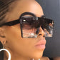 Large-Frame Women's Fashion Anti-UV Sunglasses - Indigo-Temple