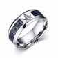 Engraved Symbol Carbon Fiber Blue-Glow Ring - Indigo-Temple