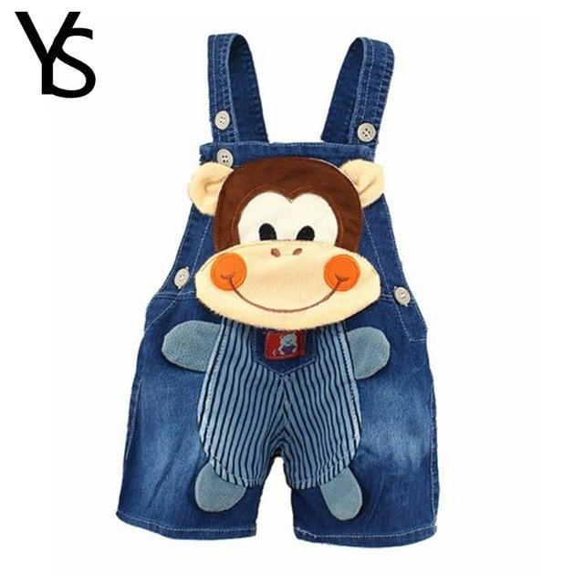 Baby Jeans Overall With Cute Animal Face - Indigo-Temple