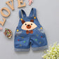 Baby Jeans Overall With Cute Animal Face - Indigo-Temple