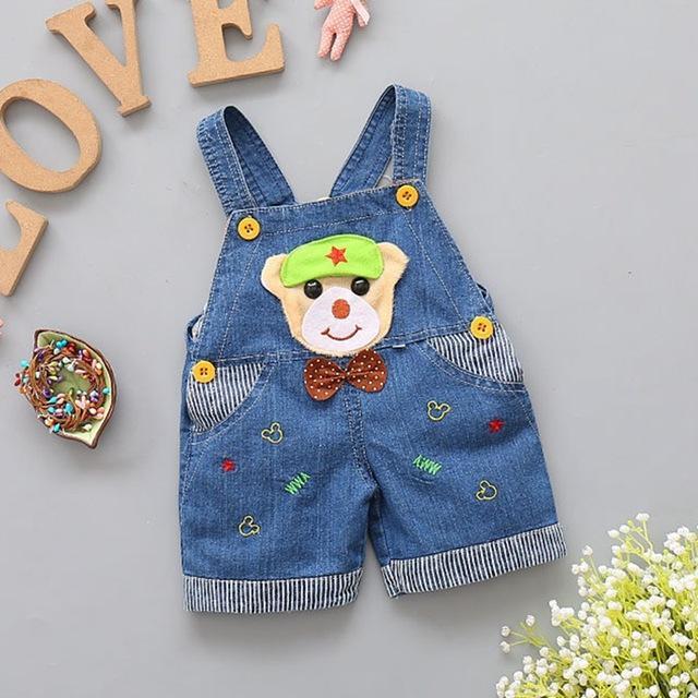 Baby Jeans Overall With Cute Animal Face - Indigo-Temple