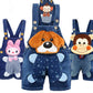 Baby Jeans Overall With Cute Animal Face - Indigo-Temple