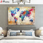 Colorful World Map Modern Wall Art - Indigo-Temple