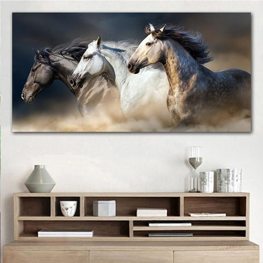 Running Horses Canvas Wall Art - Indigo-Temple