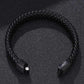 Men's Braided Leather Magnetic Bracelet - Indigo-Temple