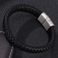 Men's Braided Leather Magnetic Bracelet - Indigo-Temple